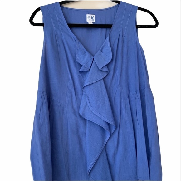 Anthropology Edme&Esyllte Ruffle Blue Top,sleeveless,size 0 - Picture 1 of 12